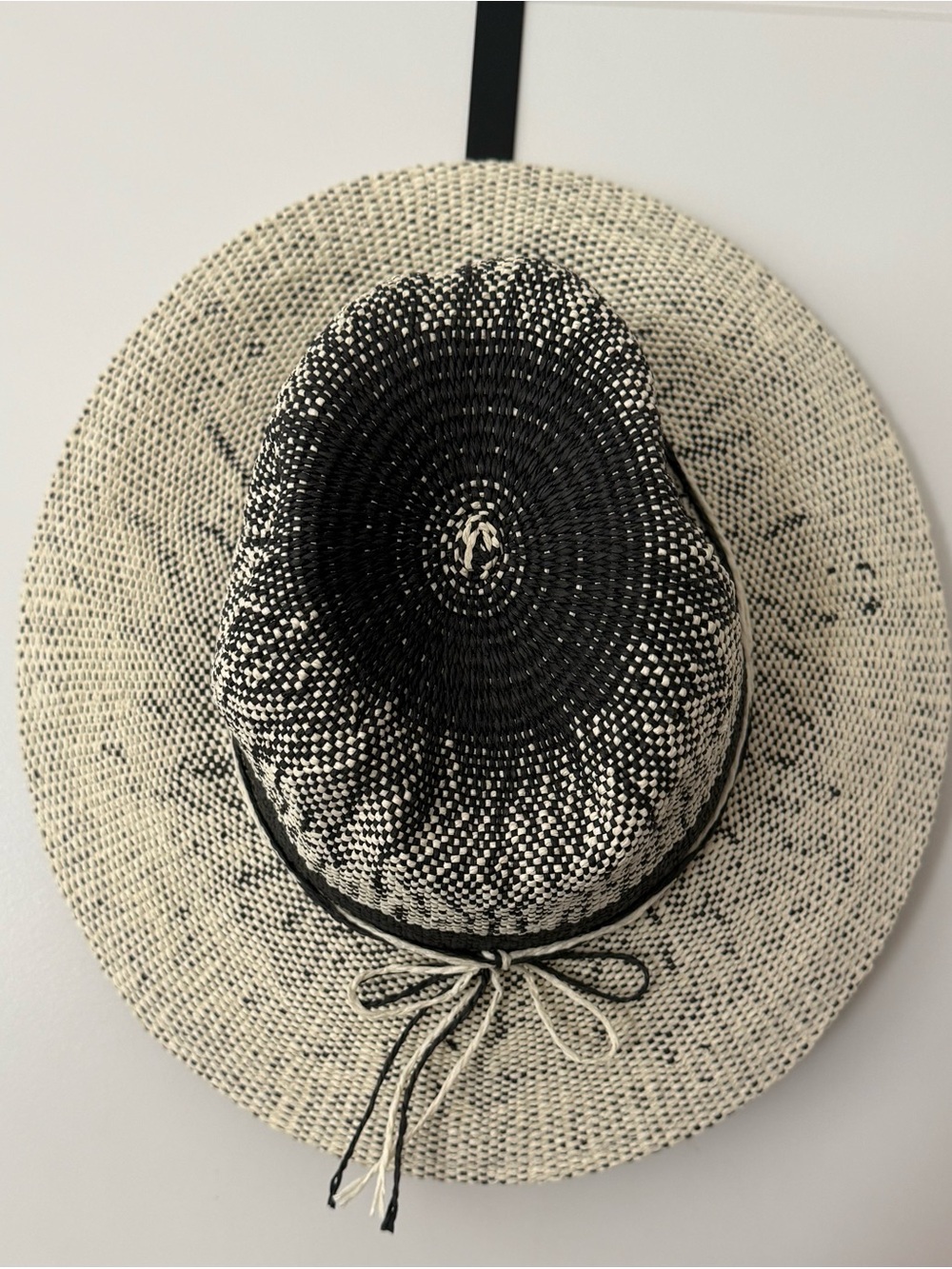 C.C Black & Natural Woven Sun Hat with Bow Tie